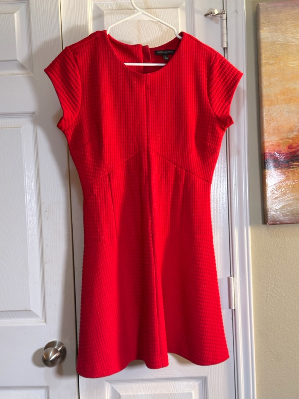 Banana Republic Vibrant Red Textured Fit & Flare Dress